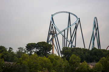 Roller coaster and trees