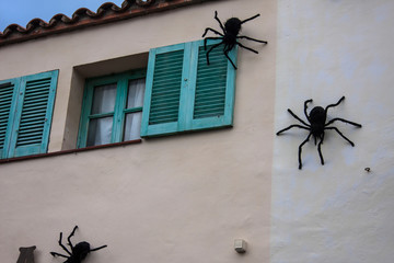 Giant spiders on the wall.
