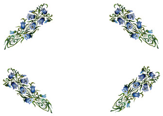 Embroidered bells on fabric. Ukrainian folk hand embroidery. isolated.