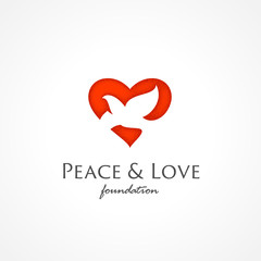 heart &amp; bird symbol, logo, icon