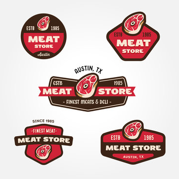 Set of vintage meat market logo templates