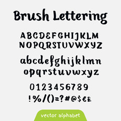 Brush script black vector alphabet