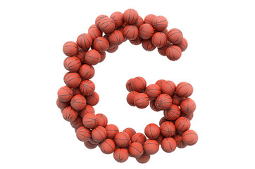 Letter G from basketball balls, 3D rendering