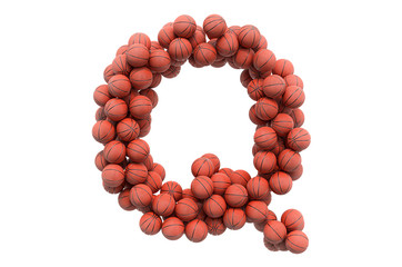 Letter Q from basketball balls, 3D rendering