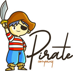 Cute and funny logo for pirate boy store or company