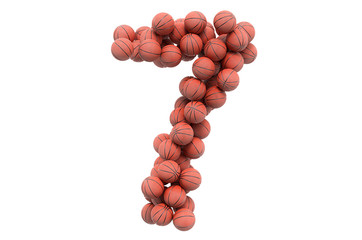 Number 7 from basketball balls, 3D rendering