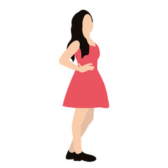 isolated, in a flat style, the girl is standing