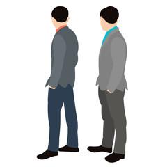 vector, isolated, in a flat style, men stand behind each other, businessman