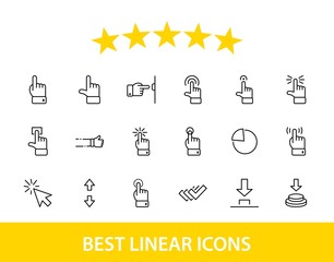 Fototapeta premium Click Set of Buttons related Vector Icons. Contains such Icons as Cursor, Mouse, Hand, Index Finger, Arrow and more. Editable Stroke. 32x32 Pixels
