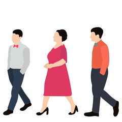 isolated, man in flat style, people are walking