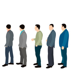 Fototapeta premium isolated, in a flat style, men stand behind each other
