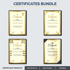 Modern certificate template of appreciation award. Creative certificate design in professional style. Diploma design graduation, award, success. Editable text in vector illustration.