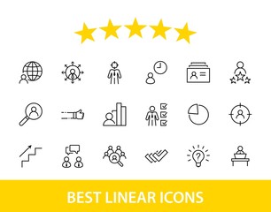 Set of Head Hunting Related Vector Line Icons. Contains such Icons as Career growth, Bulb, Candidate, Search, CV, Card Index, Outsource and more. Editable Stroke. 32x32 Pixels