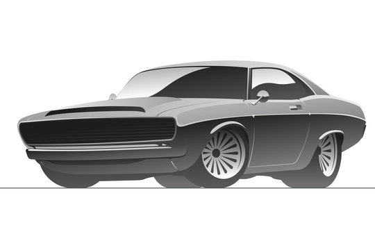 Abstract muscle car in vector.