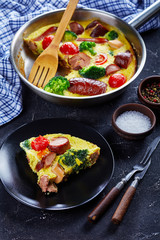 hot frittata with sausage in a skillet