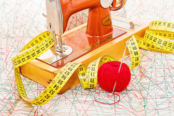 Sewing machine thread thread centimeter needle drawing