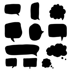 Set of hand drawn speech bubbles and dialog balloons.
