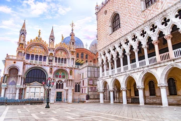 Fototapeten View of the exterior of the Saint Mark's Cathedral (Basilica San Marco) and Doge's Palace (Palazzo Ducale) in Venice, Italy © MarinadeArt