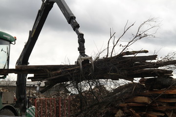 Giant wood chipper industrial machinery 