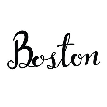 Boston text in brush style silhouette