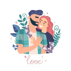 Lovers man and woman hug. Happy family concept.