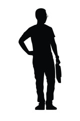 Young man silhouette vector, people