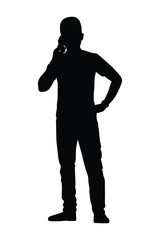 Young man silhouette vector, people