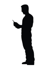 Young man silhouette vector, people