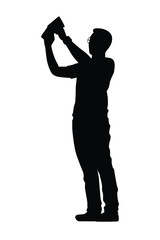 Young man silhouette vector, people