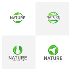 Set of Leaf logo design vector template, Nature logo design concept, illustration, Icon symbol