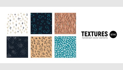 Set of marker and ink patterns. Handdrawn backgrounds. Textures for design and creativity. Set 2