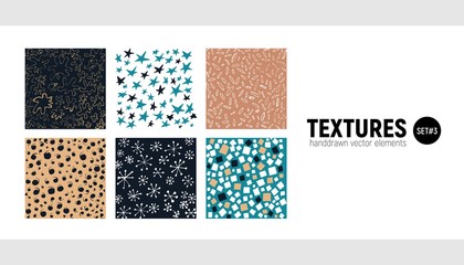 Set of marker and ink patterns. Handdrawn backgrounds. Textures for design and creativity. Set 3