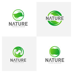 Set of Leaf logo design vector template, Nature logo design concept, illustration, Icon symbol