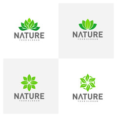Set of Leaf logo design vector template, Nature logo design concept, illustration, Icon symbol