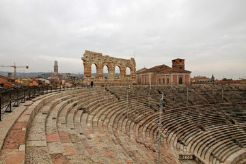 Verona Arena, Roman amphitheatre in Piazza Bra in Verona, Italy