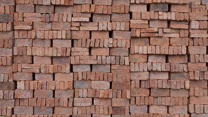 Red brick texture background, Red Brown Vintage Brick, Solid clay bricks used for construction.