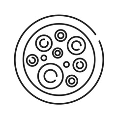 Stem cells black line icon. Cells that can differentiate into other types of cells. Can also divide in self-renewal to produce more cells. Pictogram for web page, mobile app, promo. Editable stroke.