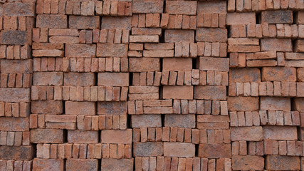 Red brick texture background, Red Brown Vintage Brick, Solid clay bricks used for construction.