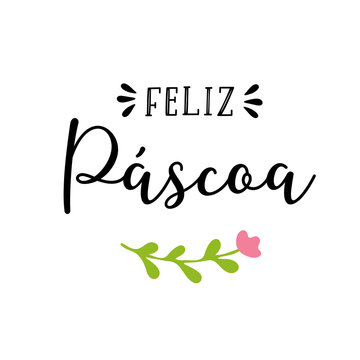 Vector hand drawn " Feliz P&aacute;scoa " quote in Portuguese, translated Happy Easter. Modern Calligraphy, lettering for ad, poster, print, gift decoration.