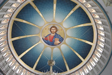 Tirana, Albania - August 22, 2019: Resurrection of the Orthodox Cathedral of Christ in Tirana. Tirana is the capital of Albania.