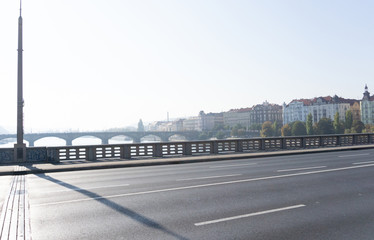 Asphalt empty bridge in the Czech Republic.