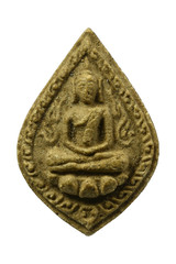 Amulets, amulets, sacred amulets of Thailand, behind the white backdrop