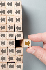 Wooden Blocks with Arrow Change Concept