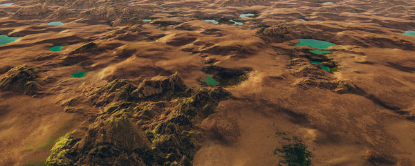 3d aerial view of the alien surface with liquid methane  © Prime