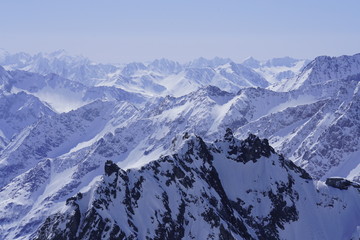 Beautiful snow-capped mountain scenery in winter