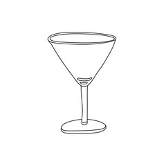 Empty vermouth glass. Hand drawn  vector illustration isolated on white background. Doodle style. Great for coloring books. Black ink.