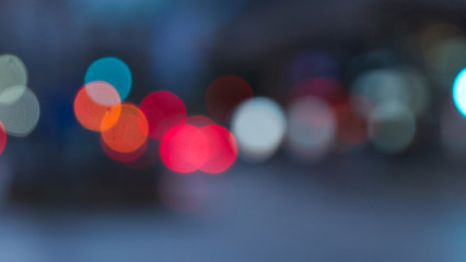 Colorful street lights with abstract background of blurred light spots