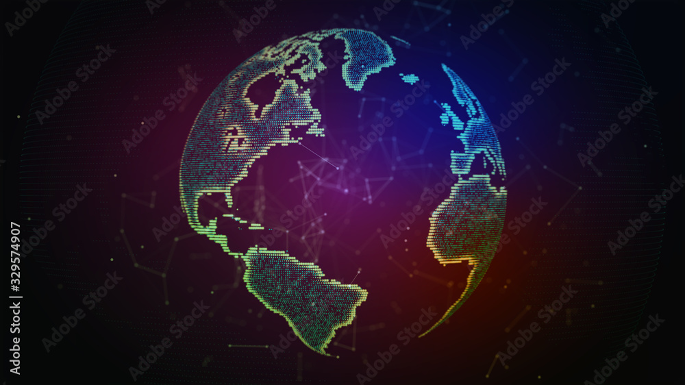 Wall mural earth globe. background with light effect. global international connectivity background. 3d illustra