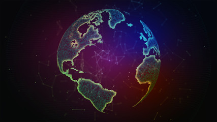 Earth Globe. Background with Light Effect. Global International Connectivity Background. 3D illustration.