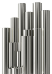 Steel pipes of isolated on white background. Glossy 3d rendering steel tubes design.